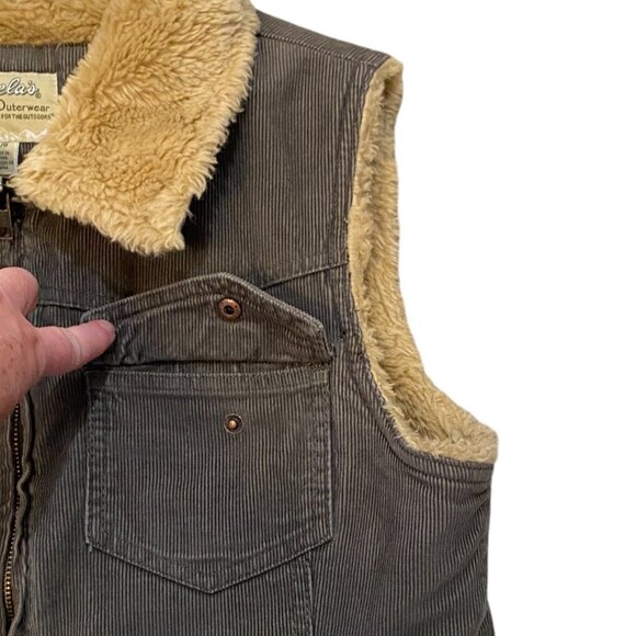 Cabela’s Corduroy Sherpa Trucker Vest Olive Chore Barn Ranch Utility Western-L - Picture 5 of 16
